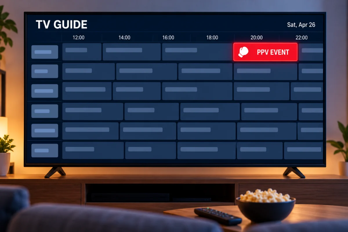 PPV event shown in an IPTV TV guide
